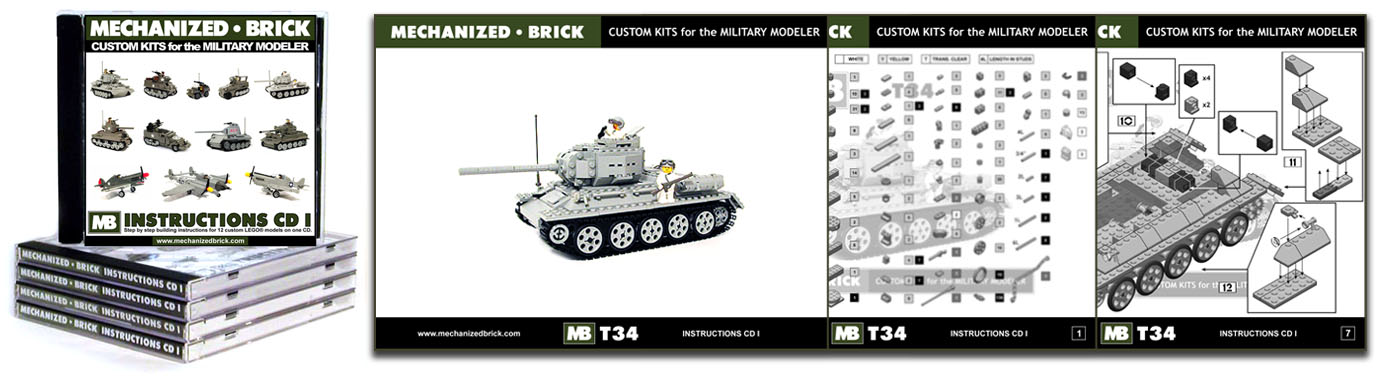 Sample instruction guide pages from the MECHANIZED BRICK Instructions CD