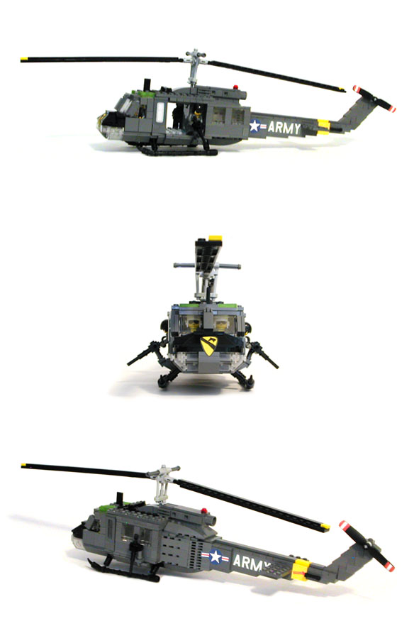 MECHANIZED BRICK Huey LEGO MOC Side, Front and Rear Views